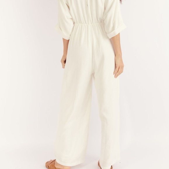 Girl & The Sun  (Hunter Wide-Leg Jumpsuit in Off White) - Picture 5 of 5